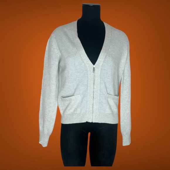New Hermes Zippered Womens Cardigan Cashmere Cotton Sweater - Picture 13 of 14